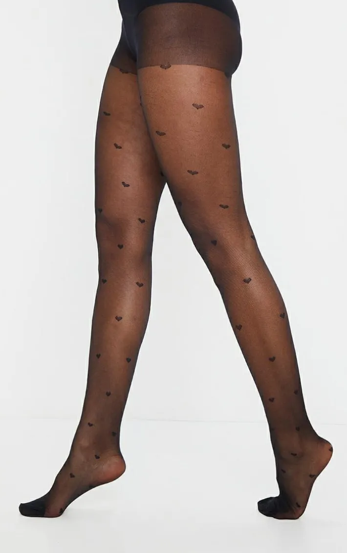 Black All Over Heart Tights