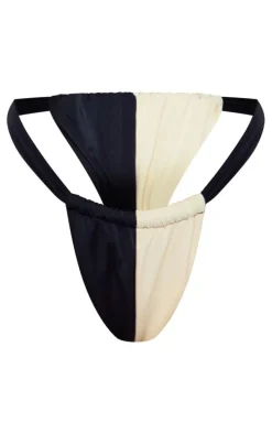 Black And Cream Contrast Bikini Bottoms