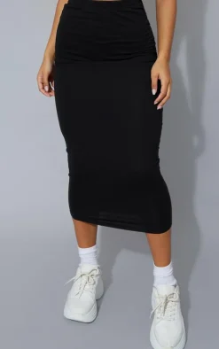 Black and Grey Basic Cotton Blend Jersey 2 Pack Midaxi Skirt