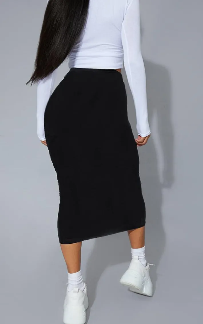 Black and Grey Basic Cotton Blend Jersey 2 Pack Midaxi Skirt