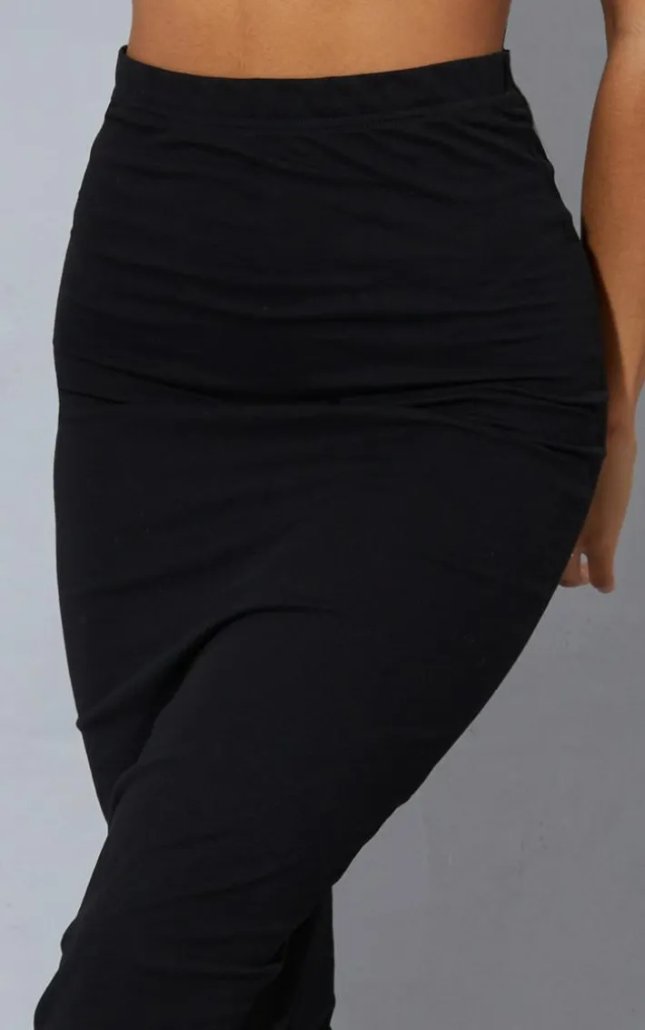 Black and Grey Basic Cotton Blend Jersey 2 Pack Midaxi Skirt