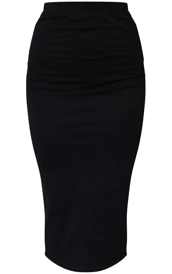 Black and Grey Basic Cotton Blend Jersey 2 Pack Midaxi Skirt