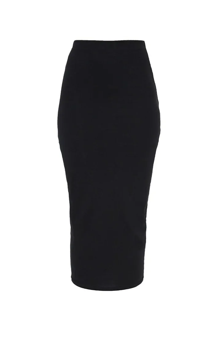 Black and Grey Basic Cotton Blend Jersey 2 Pack Midaxi Skirt