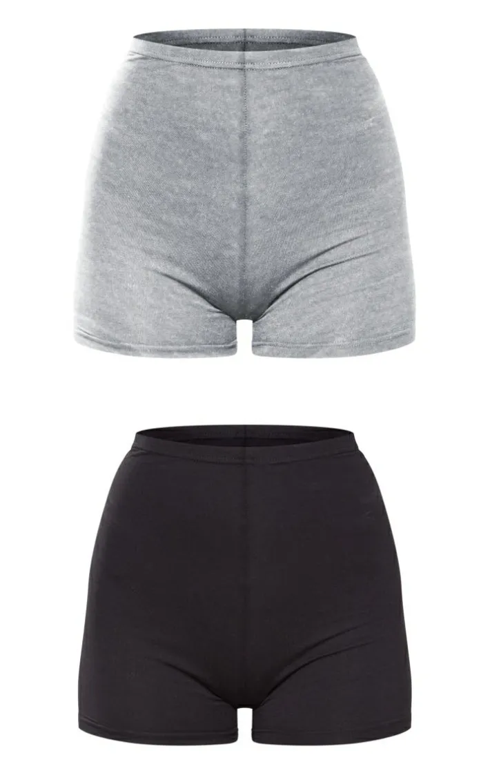 Black and Grey Jersey 2 Pack Hot Pants