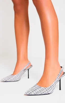 Black And White Boucle Point Toe High Stiletto Court Heels