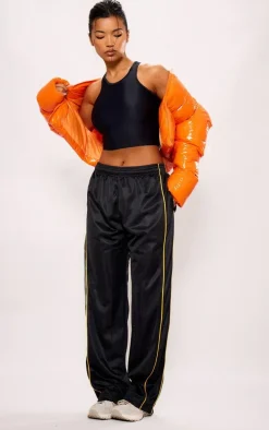 Black And Yellow Tricot Side Stripe Track Pants