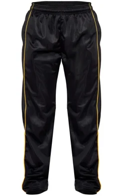 Black And Yellow Tricot Side Stripe Track Pants
