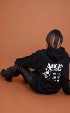 Black Angel Energy Back Print Hoodie