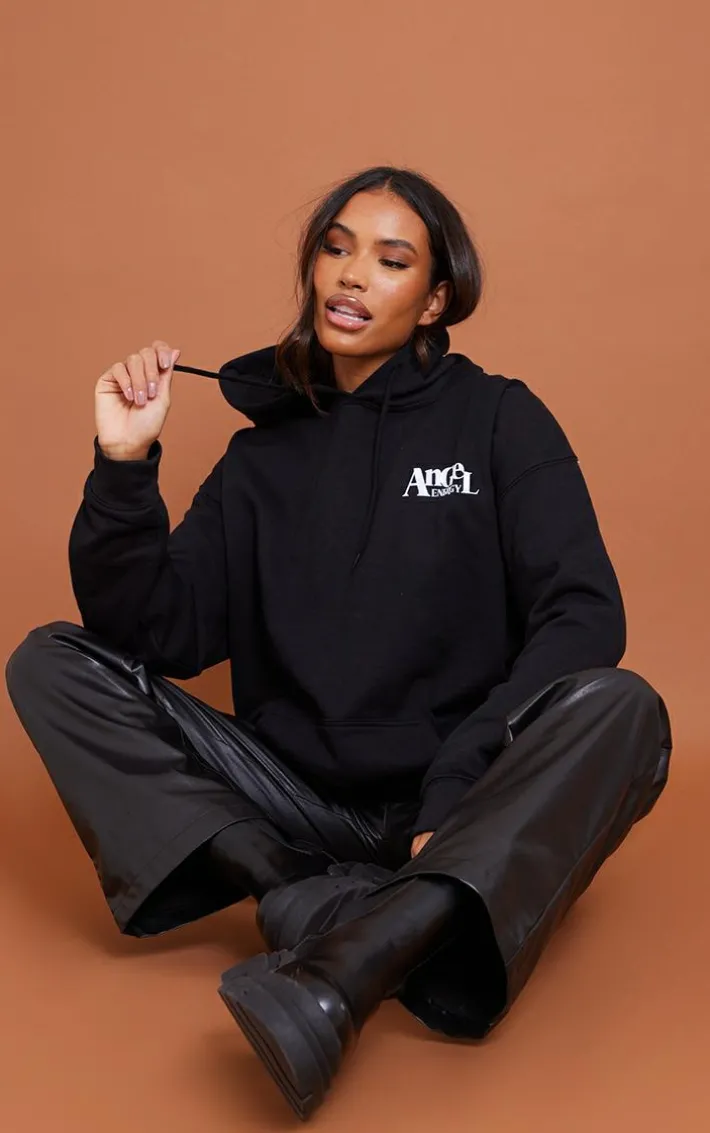 Black Angel Energy Back Print Hoodie