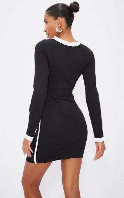Black Angel Graphic Contrast Sleeve Bodycon Dress