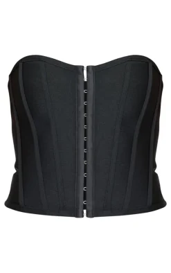 Black Bandage Hook And Eye Structured Corset