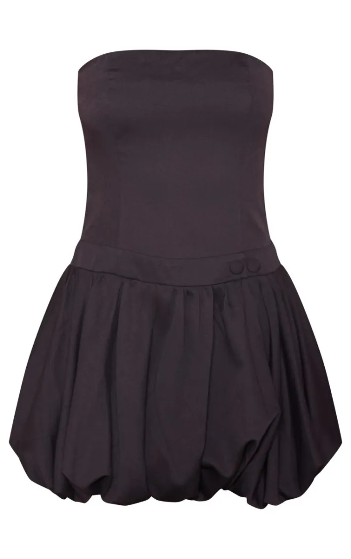 Black Bandeau Boned Puffball Mini Dress