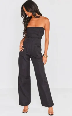 Black Bandeau Corset Wide Leg Jumpsuit