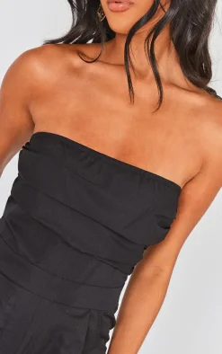 Black Bandeau Corset Wide Leg Jumpsuit