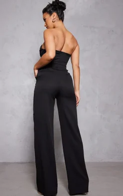 Black Bandeau Cowl Neck Pocket Detailed Jumpsuit