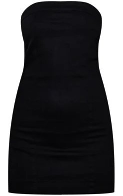 Black Bandeau Mini Denim Dress