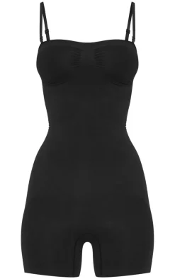 Black Bandeau Removable Strap Shapewear Bodysuit