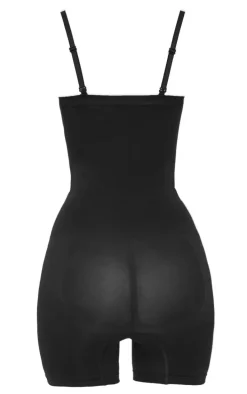 Black Bandeau Removable Strap Shapewear Bodysuit