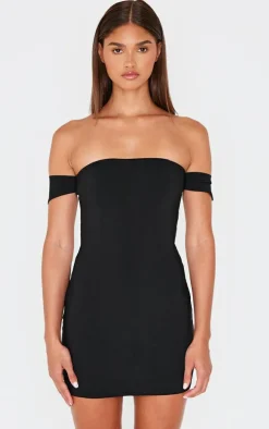 Black Bardot Bengaline Bodycon Dress