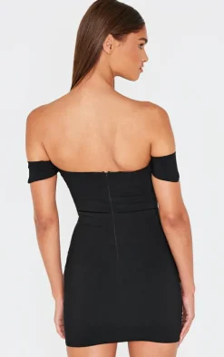 Black Bardot Bengaline Bodycon Dress
