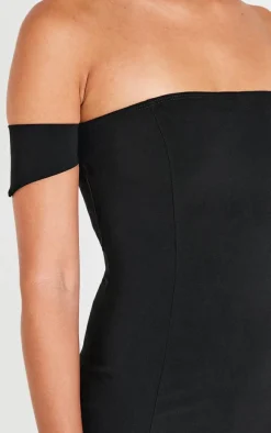Black Bardot Bengaline Bodycon Dress