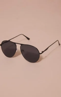 Black Basic Aviator Sunglasses
