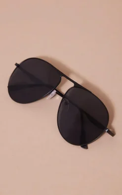 Black Basic Aviator Sunglasses