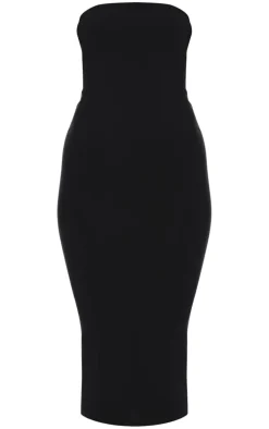 Black Basic Cotton Bandeau Midaxi Dress