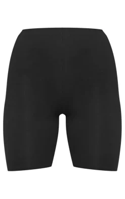 Black Basic Cotton Blend Bike Shorts