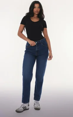 Black Basic Cotton Blend V Neck Short Sleeve Bodysuit