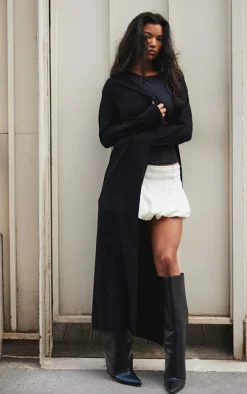 Black Basic Fine Knit Maxi Cardigan