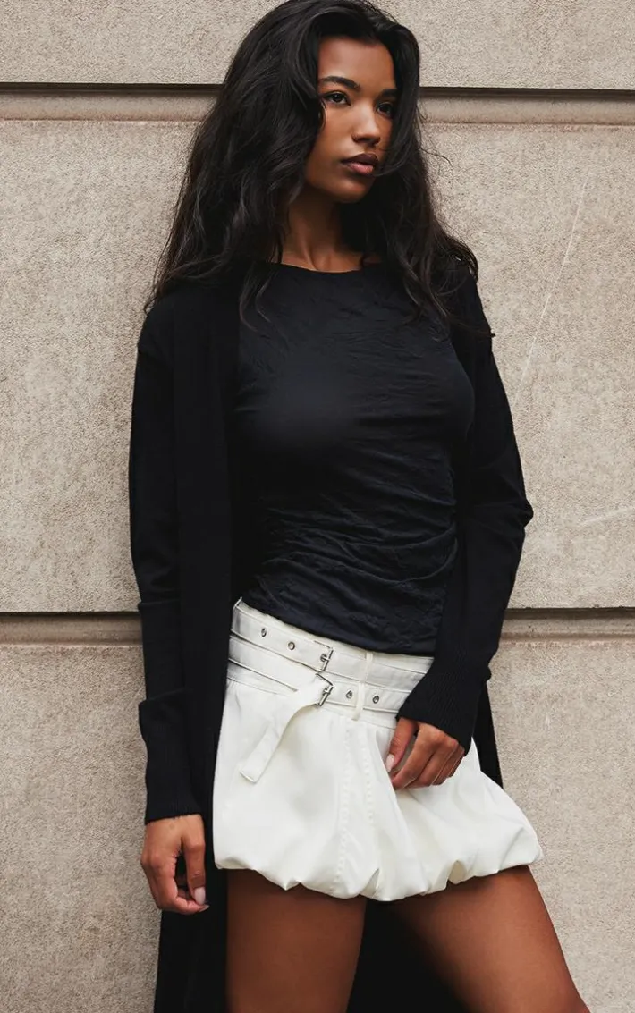 Black Basic Fine Knit Maxi Cardigan