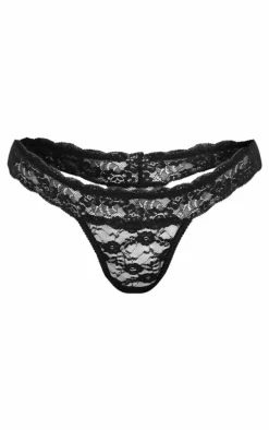 Black Basic Lace Thong