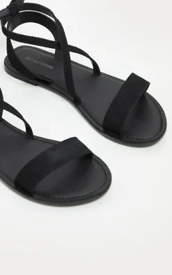 Black Basic Leather Sandal