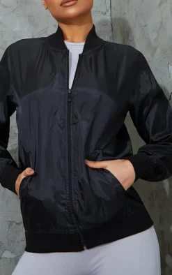 Black Basic Lightweight Bomber Jacket