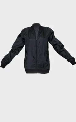 Black Basic Lightweight Bomber Jacket