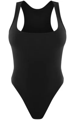 Black Basic Racer Back Bodysuit
