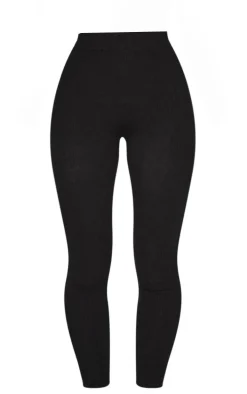 Black Basic Rib Knit Leggings