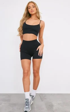 Black Basic Seamless Padded Sports Bra
