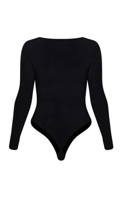 Black Basic Slinky Long Sleeve Bodysuit