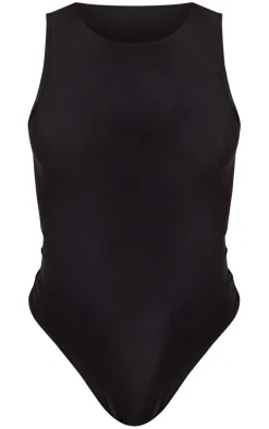 Black Basic Slinky Racer Bodysuit