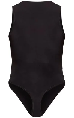 Black Basic Slinky Racer Bodysuit