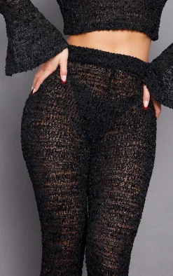 Black Bobble Knit Flared Pants