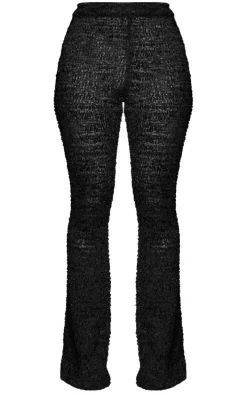 Black Bobble Knit Flared Pants
