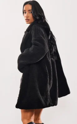 Black Borg Lapel Drop Arm Midi Coat