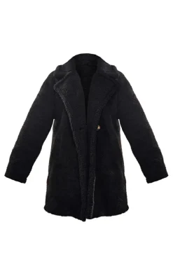 Black Borg Lapel Drop Arm Midi Coat