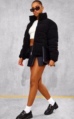 Black Borg Teddy Puffer Jacket