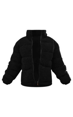Black Borg Teddy Puffer Jacket