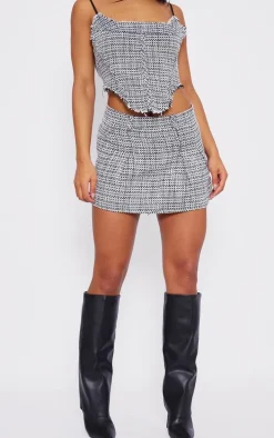 Black Boucle Tweed Mini Skirt