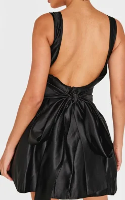 Black Bow Back Detail Skater Dress